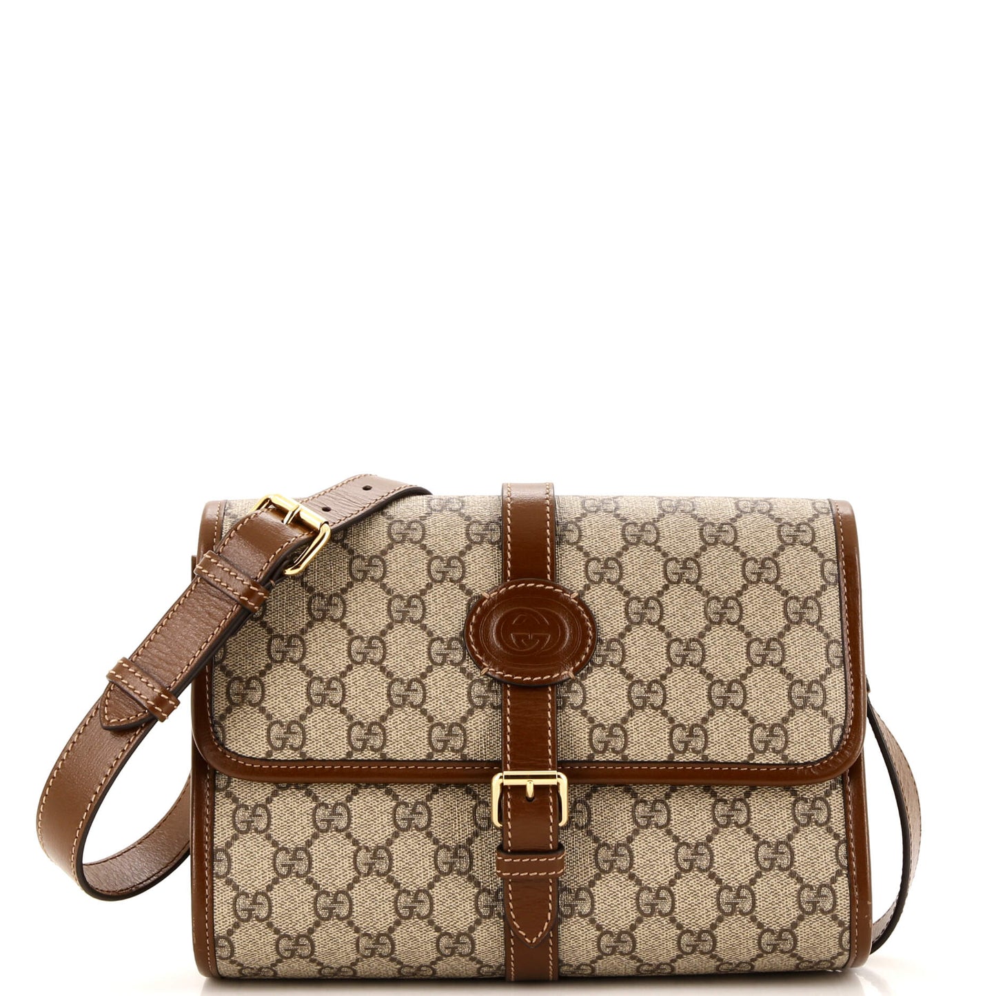 Luxury Gucci Trending 2025 Interlocking G Patch Messenger Bag GG Coated Canvas Small