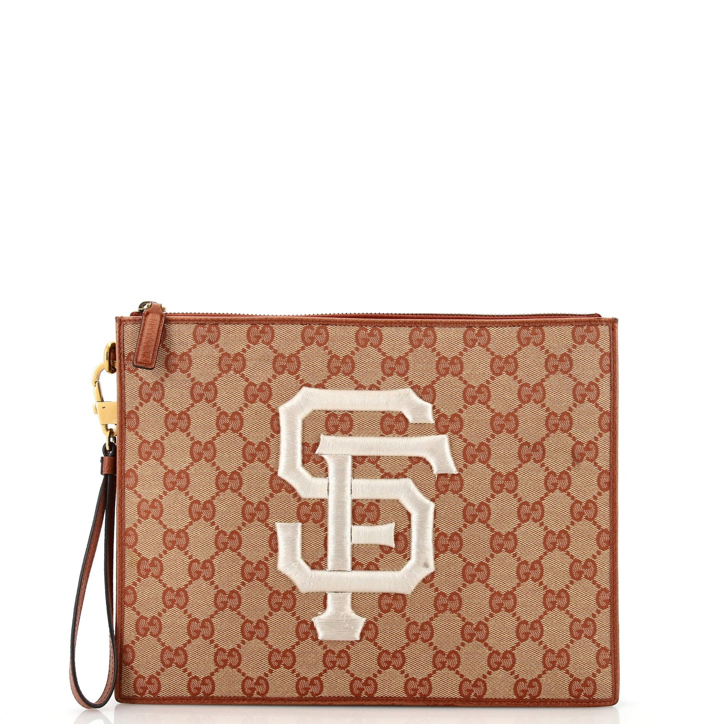 Luxury Gucci Trending 2025 MLB Zip Pouch GG Canvas with Applique Medium
