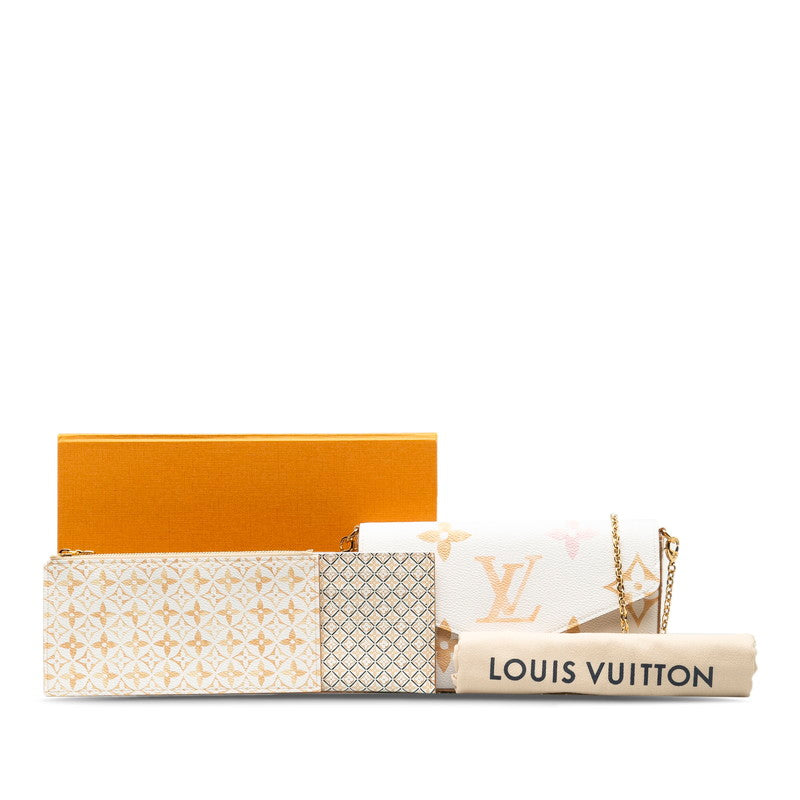 Louis Vuitton Monogram Canvas Poschet Felice Baseball Chain Shoulder Bag M82520 White PVC Leather  Louis Vuitton
