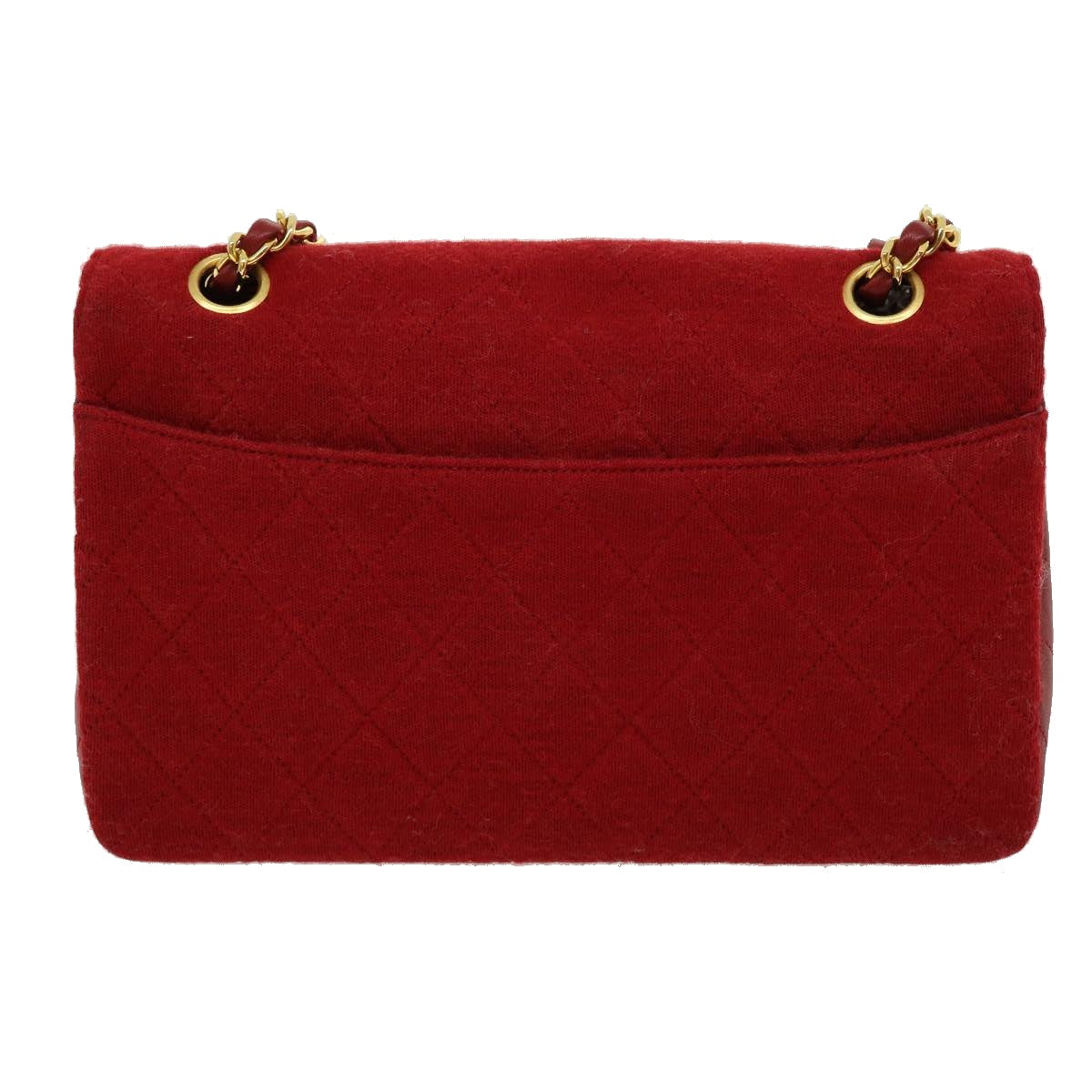 Luxury Chanel Matelasse Double Chain Shoulder Bag Cotton Leather Red CC  30896A
