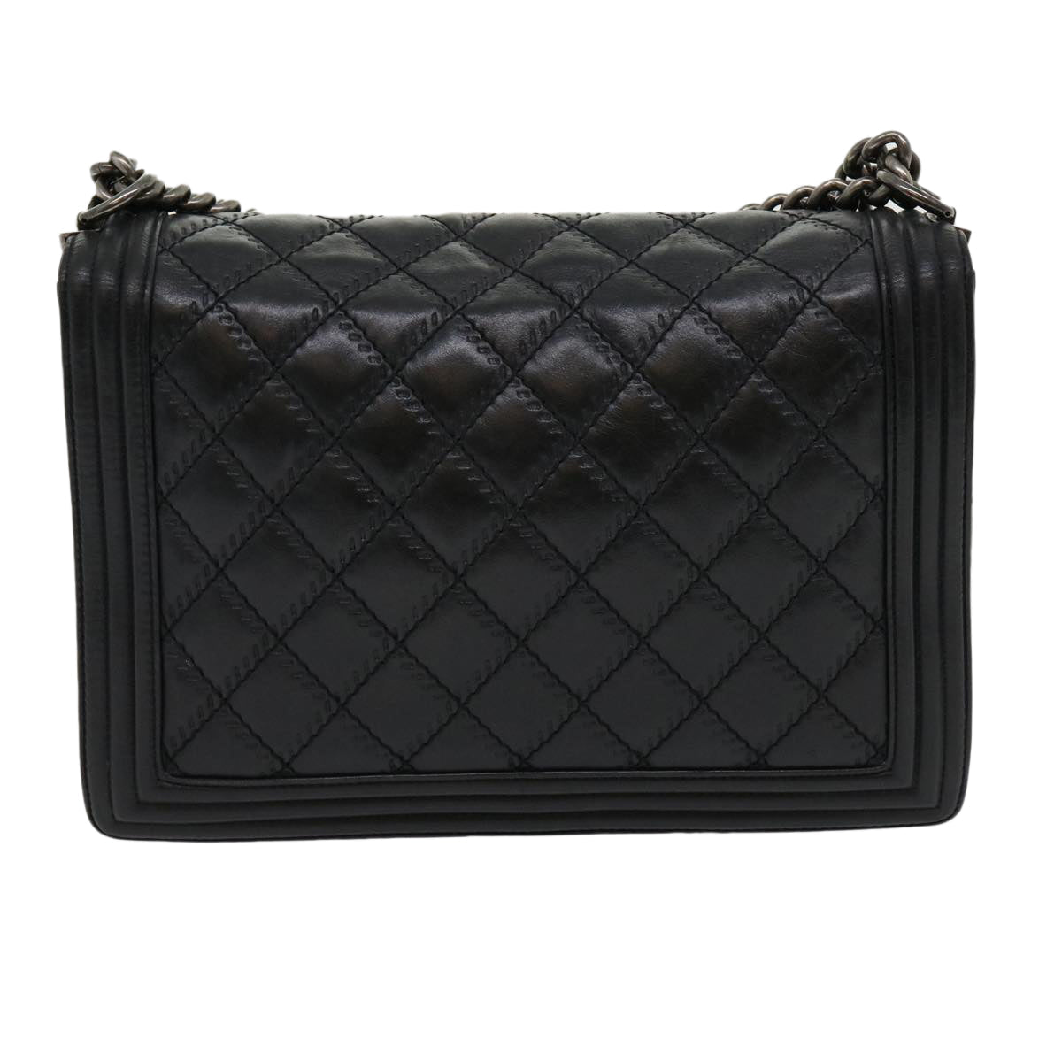 Luxury Chanel Big Matelasse Boy  Chain Shoulder Bag Lamb Skin Black  30943A