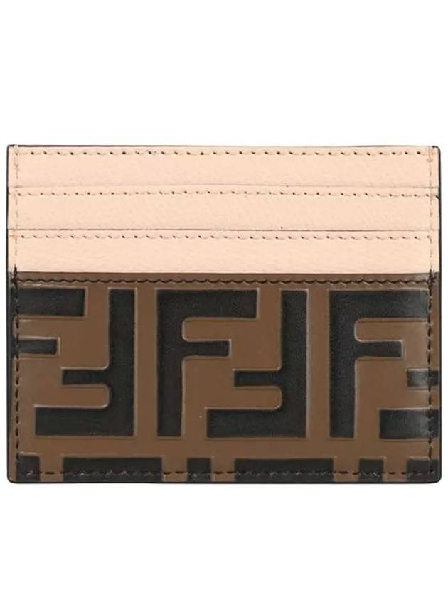 Luxury Fendi Logo Pattern Card Wallet Brown Pink