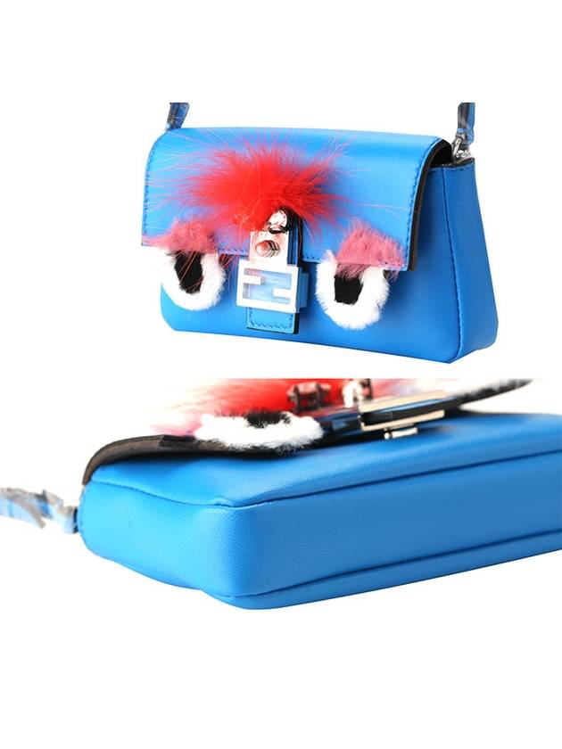 Luxury Fendi Monster Leather Shoulder Bag Blue
