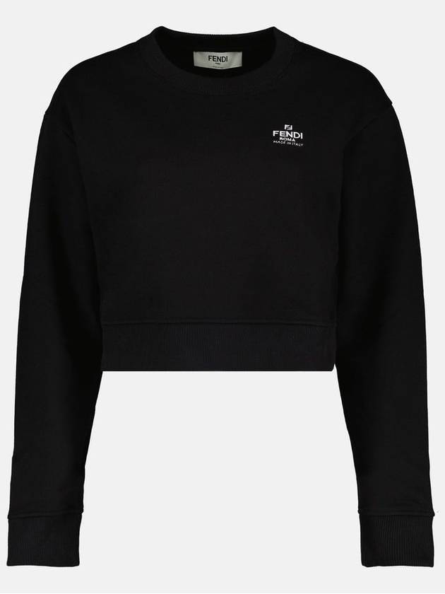 Luxury Fendi Logo Embroidery Crew Neck Sweatshirt Black