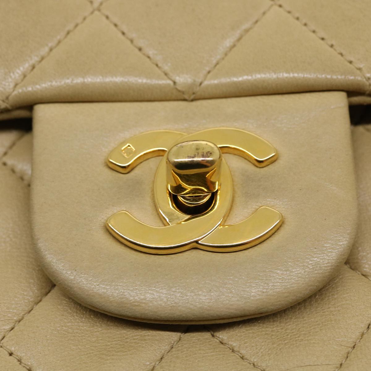 CHANEL Classic Matelasse 25 Chain Flap Shoulder Bag Lamb Skin Beige  31229A