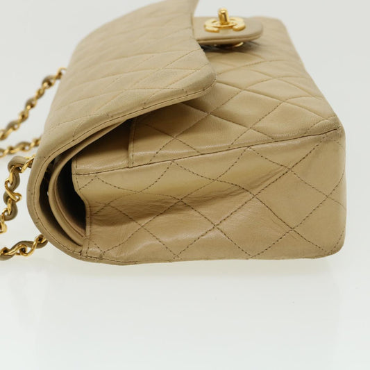 CHANEL Classic Matelasse 25 Chain Flap Shoulder Bag Lamb Skin Beige  31229A