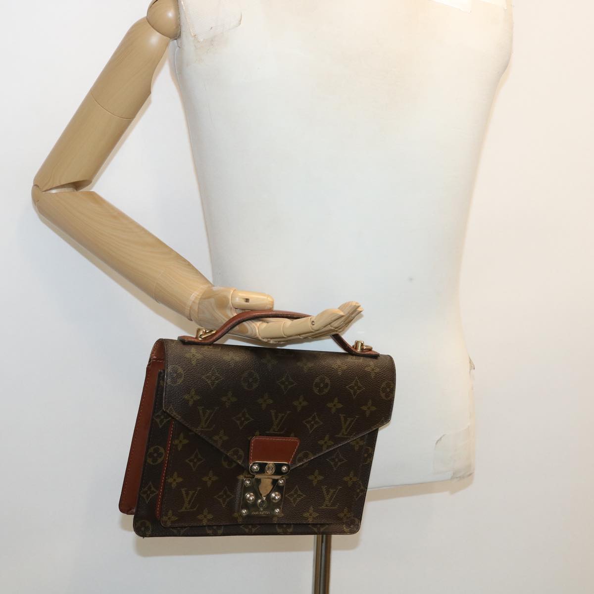 LOUIS VUITTON Monogram Monceau Hand Bag M51185 LV 31231