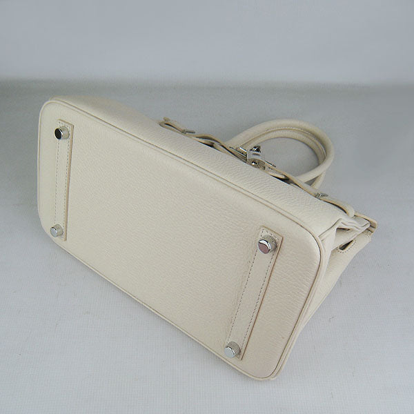 Luxury Hermes Birkin 30cm Togo leather Handbags beige silver
