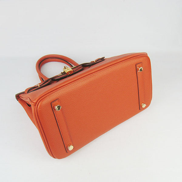 Luxury Hermes Birkin 30cm Togo Leather Handbags Orange Golden