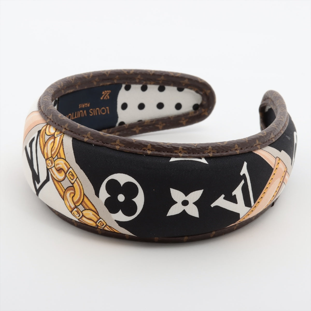 Louis Vuitton M77394 Headband AL1221 Katusha Silk Black Dirty Shredded Shredded Sting