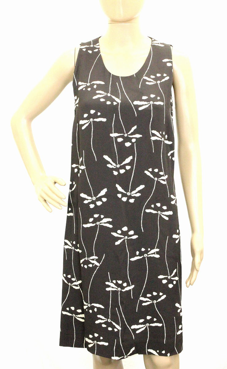 Chanel Women's Dress Silk Dark Brown Ivory