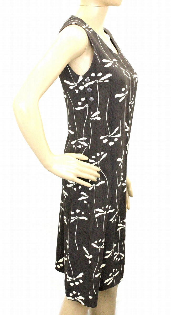 Chanel Women's Dress Silk Dark Brown Ivory