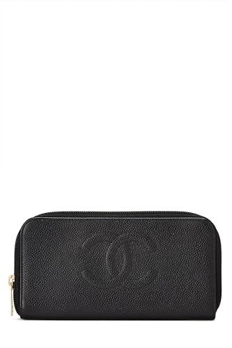 Chanel,  Black Caviar 'CC' Zip Wallet, Black