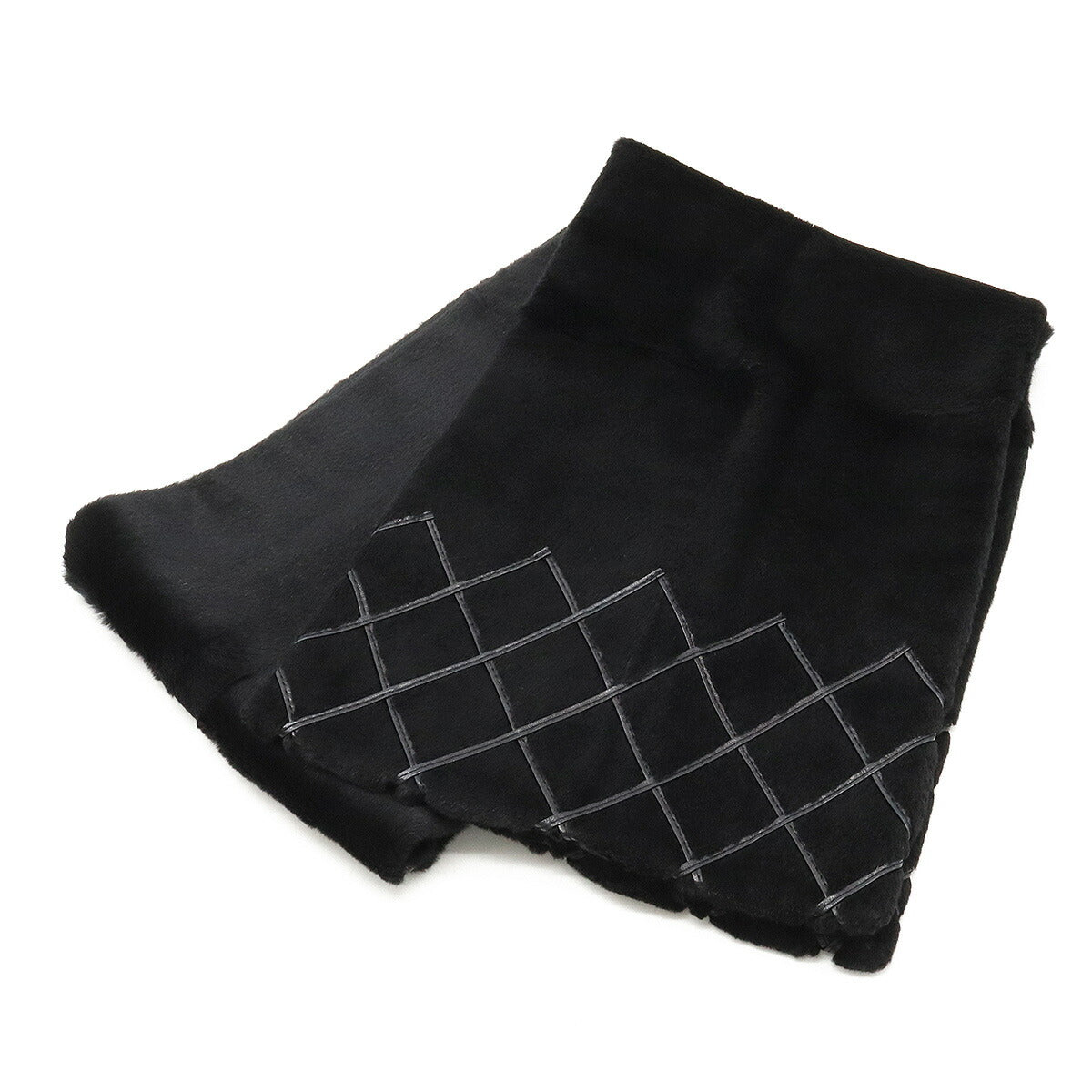 Chanel Matelassé Fur Scarf Black