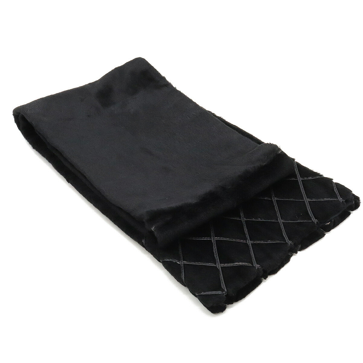 Chanel Matelassé Fur Scarf Black