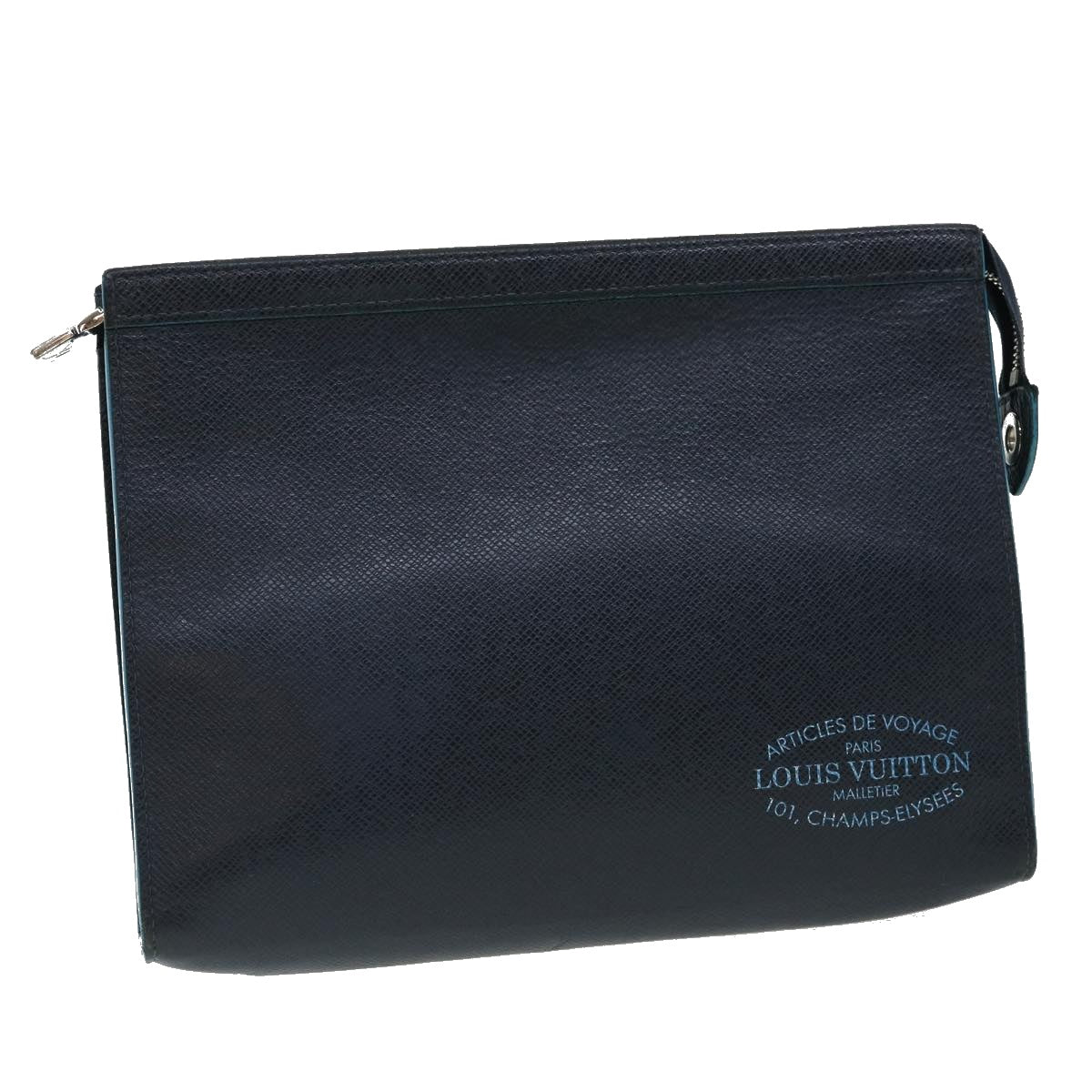 LOUIS VUITTON Taiga Pochette Voyager MM Clutch Bag Navy M30397 LV 31811