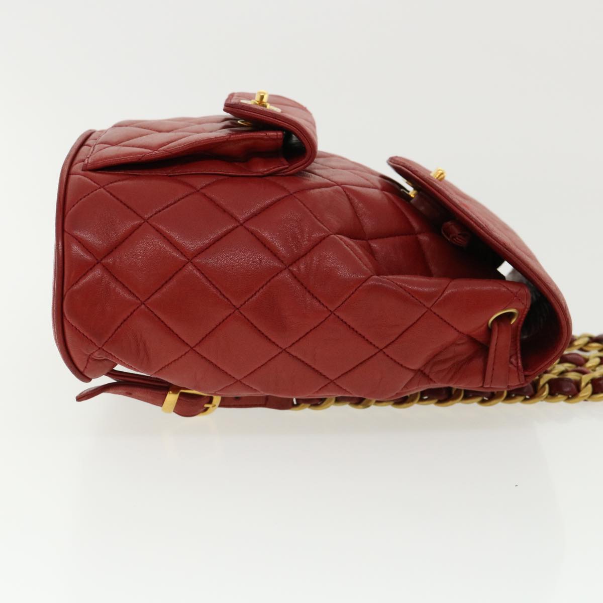 Luxury Chanel Matelasse Chain Hand Bag Lamb Skin Red CC  31892A