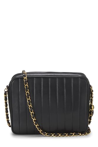 Chanel,  Black Lambskin Envelope Flap Camera Bag Medium, Black