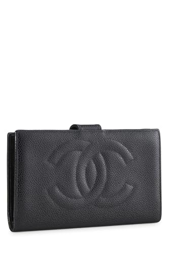 Chanel,  Black Caviar Timeless 'CC' Long Wallet, Black