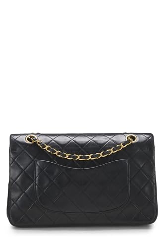 Chanel,  Black Quilted Lambskin Classic Double Flap Medium, Black