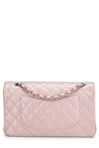 Chanel,  Iridescent Pink Quilted Caviar Classic Double Flap Medium, Pink