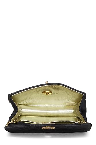 Chanel,  Black Quilted Satin Half Flap Micro, Black