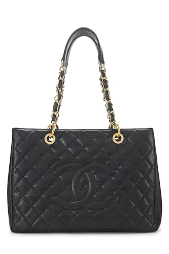 Chanel,  Black Quilted Caviar Grand Shopping Tote (GST), Black