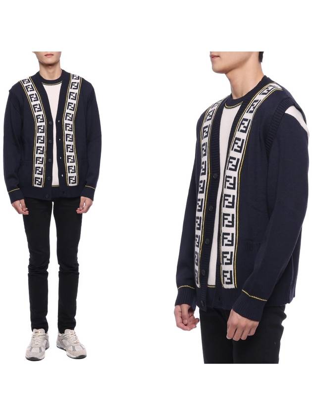 Luxury Fendi Logo Wool Knit Top Blue