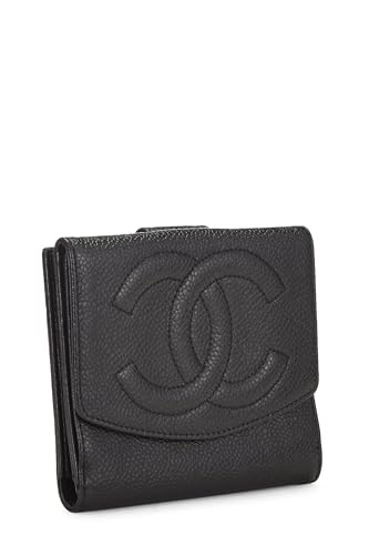 Chanel,  Black Caviar Timeless 'CC' Compact Wallet, Black