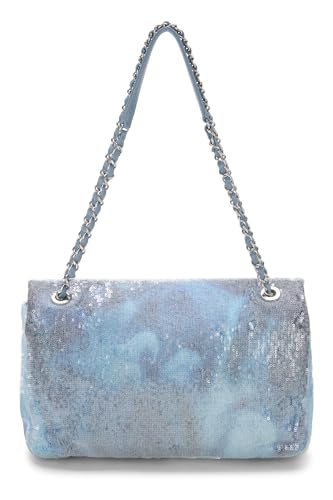 Chanel,  Blue Sequin Waterfall Flap Bag Maxi, Blue