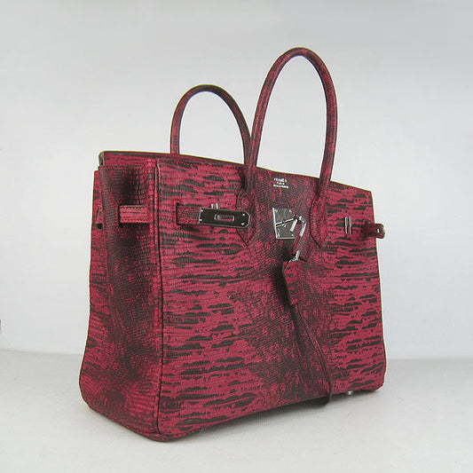 Luxury Hermes Birkin 35CM Lizard Pattern handbag 6089 Red/silver