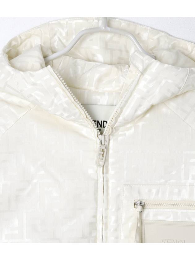 Luxury Fendi FF Logo Hooded Jacket Off-White