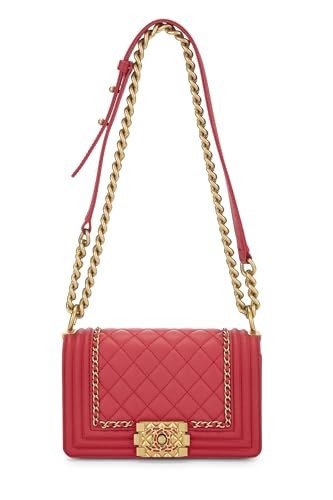 Chanel,  Pink Lambskin Chain Around Boy Bag Small, Pink