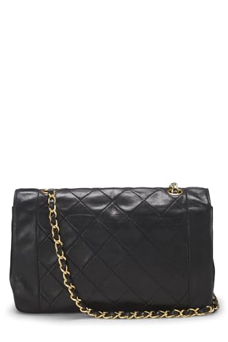 Chanel,  Black Lambskin Border Flap Medium, Black