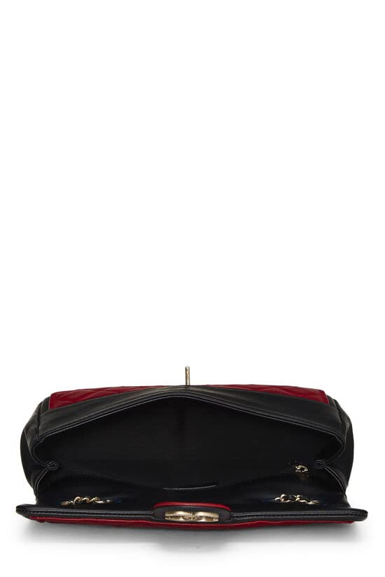 CHANEL,  Red & Black Quilted Lambskin Graphic Flap Medium, Red