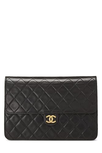 Chanel,  Black Quilted Lambskin Ex Flap Medium, Black