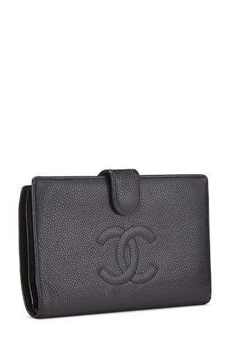 Chanel,  Black Caviar Timeless 'CC' Long Wallet, Black