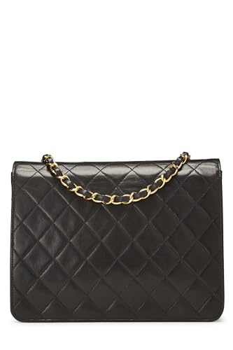 Chanel,  Black Quilted Lambskin Half Flap Small, Black