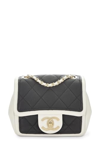 Chanel,  White & Black Quilted Lambskin Graphic Flap Mini, Multi