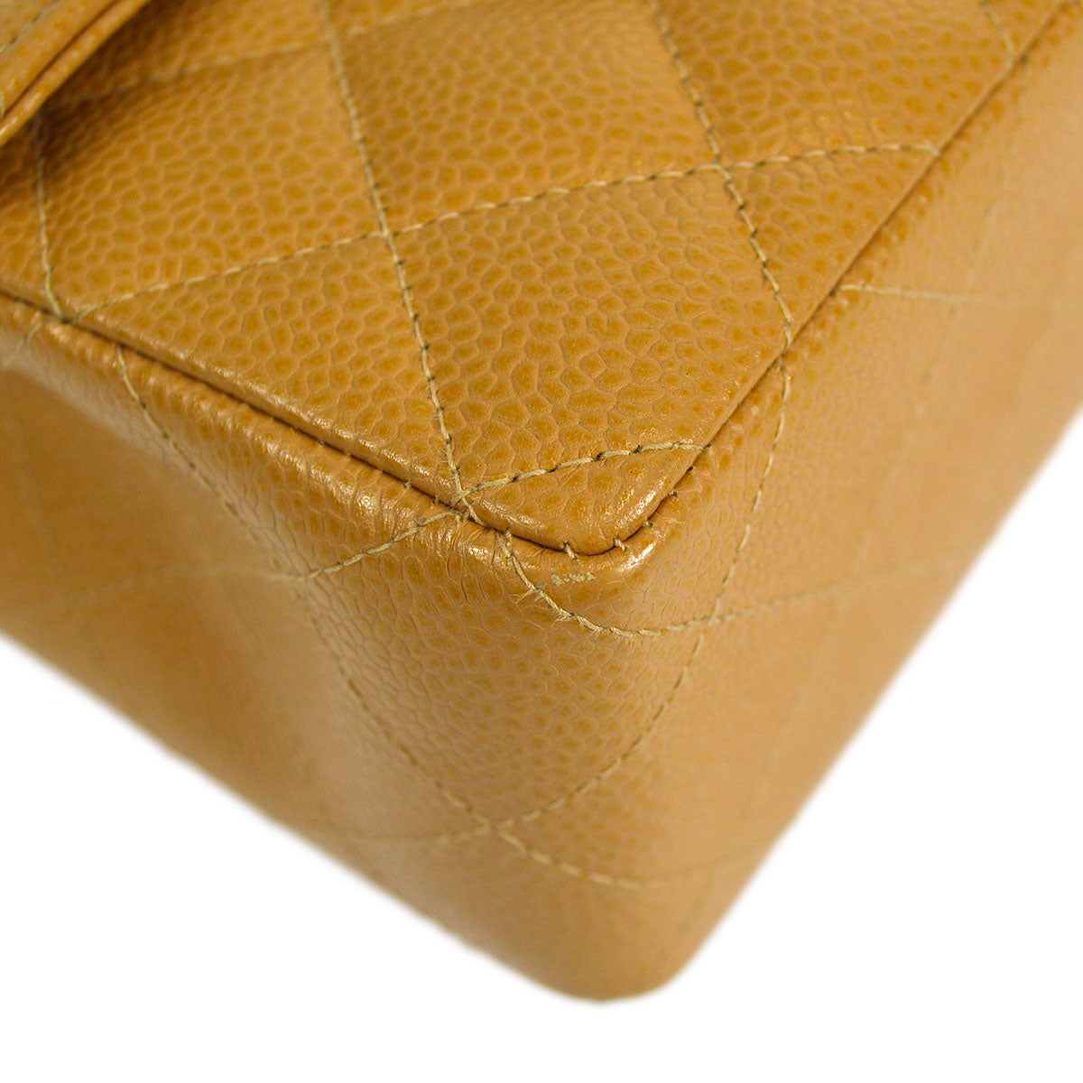 Luxury Chanel * 2003-2004 Classic Square Flap Mini 17 Beige Caviar