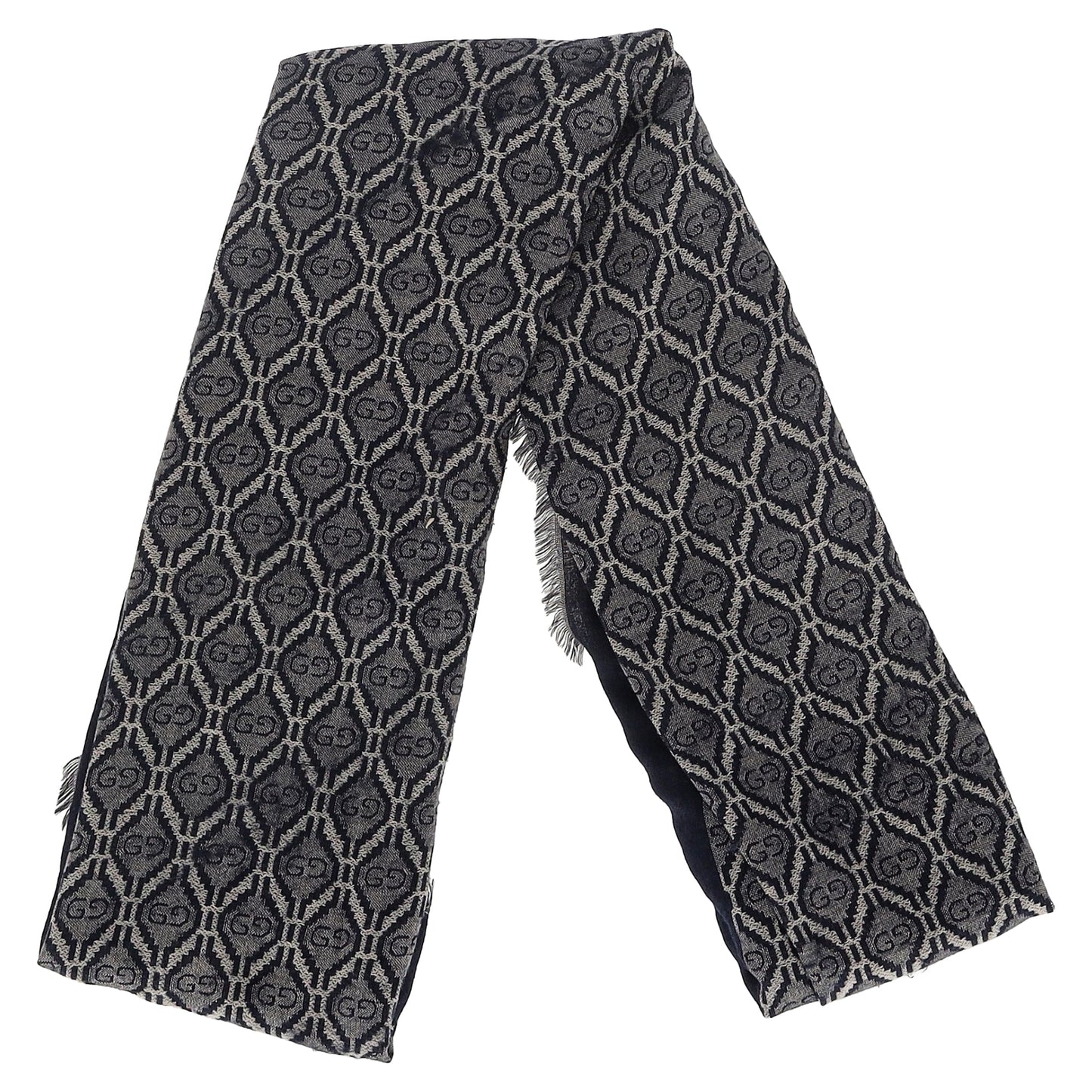 Luxury Gucci Trending 2025 Fringed Logo Jacquard in Navy Blue Cotton