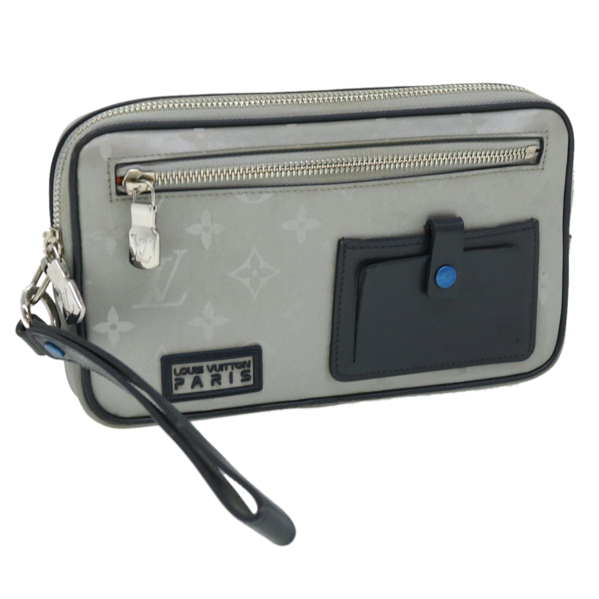 LOUIS VUITTON Monogram satellite alpha Clutch Bag Silver M44171 LV 32344A