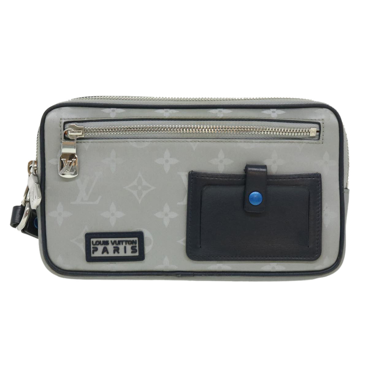 LOUIS VUITTON Monogram satellite alpha Clutch Bag Silver M44171 LV 32344A