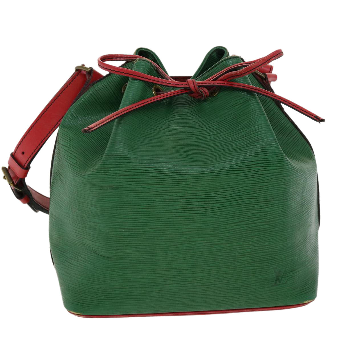 LOUIS VUITTON Epi Petit Noe Bicolor Shoulder Bag Green Red M44147 LV 32346