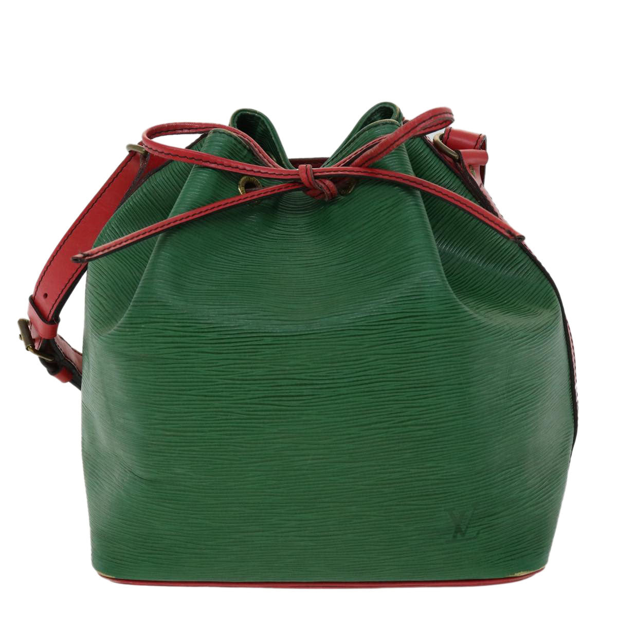 LOUIS VUITTON Epi Petit Noe Bicolor Shoulder Bag Green Red M44147 LV 32346