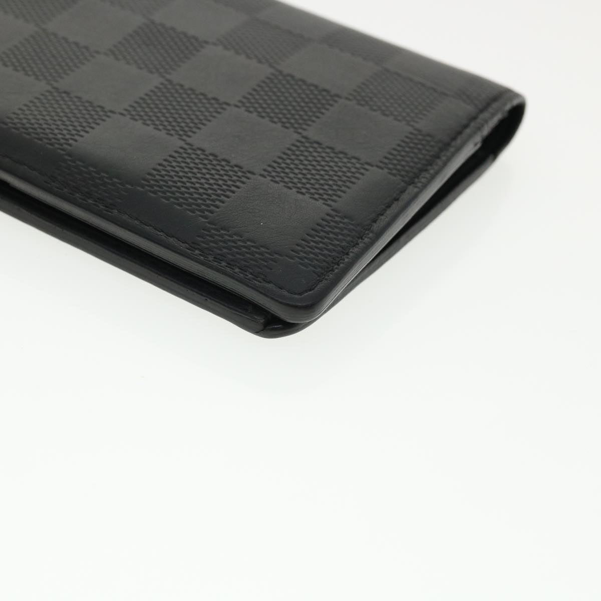 LOUIS VUITTON Damier Anfini Portefeuille Brazza Wallet Black N63010 32380