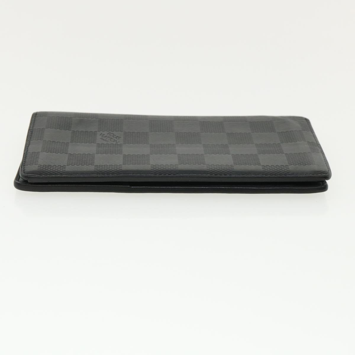 LOUIS VUITTON Damier Anfini Portefeuille Brazza Wallet Black N63010 32380