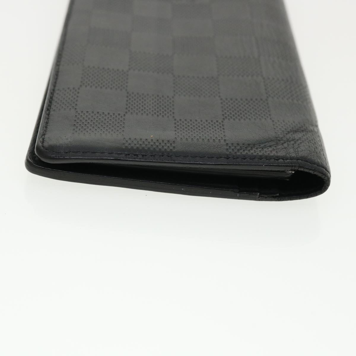 LOUIS VUITTON Damier Anfini Portefeuille Brazza Wallet Black N63010 32380