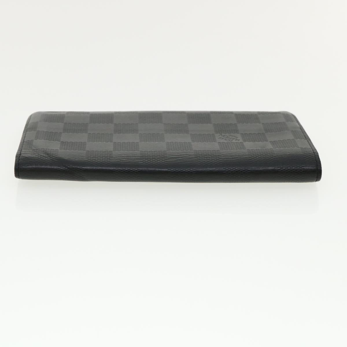 LOUIS VUITTON Damier Anfini Portefeuille Brazza Wallet Black N63010 32380