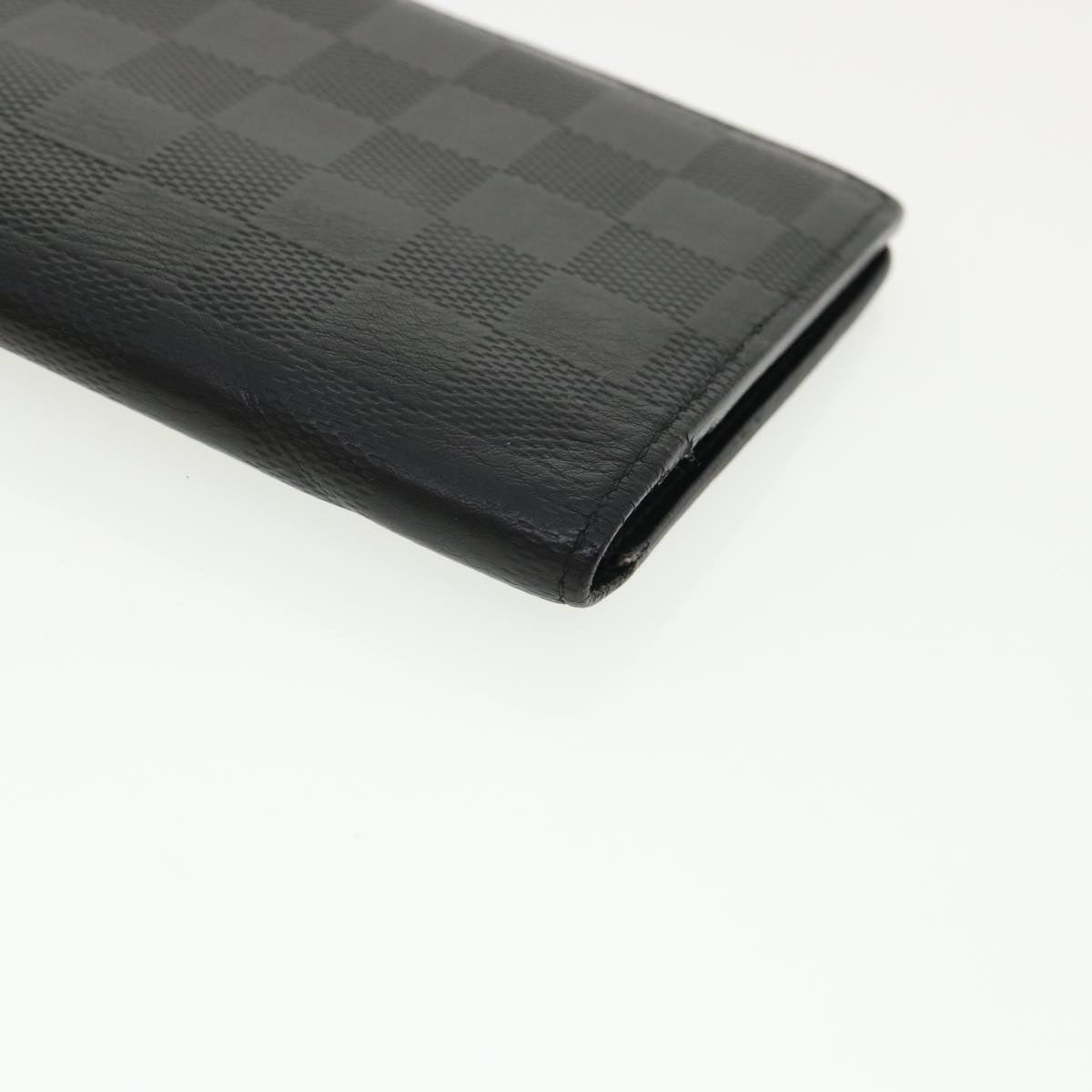 LOUIS VUITTON Damier Anfini Portefeuille Brazza Wallet Black N63010 32380
